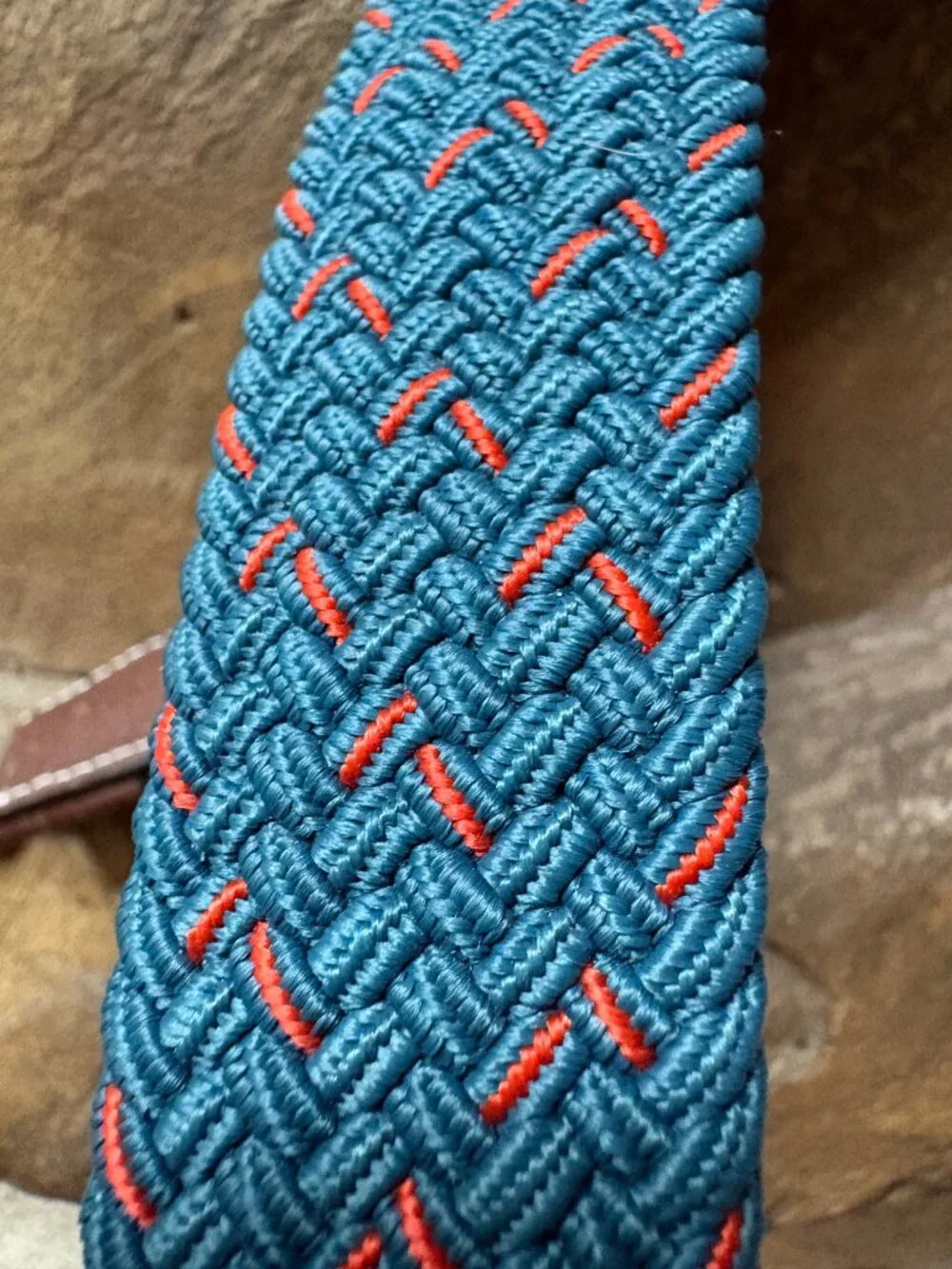 BillyBelt Fezzano woven cord zinc buckle leather accents belt fits pants 34–40
